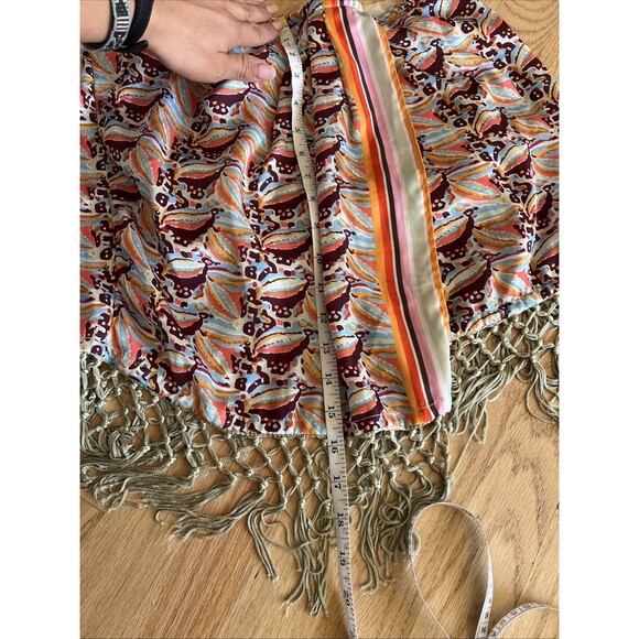 Anthropologie Skirt Womens XS Boho Wrap Fringe Tassel Mini Vacation Red Blue Fun - Picture 7 of 8